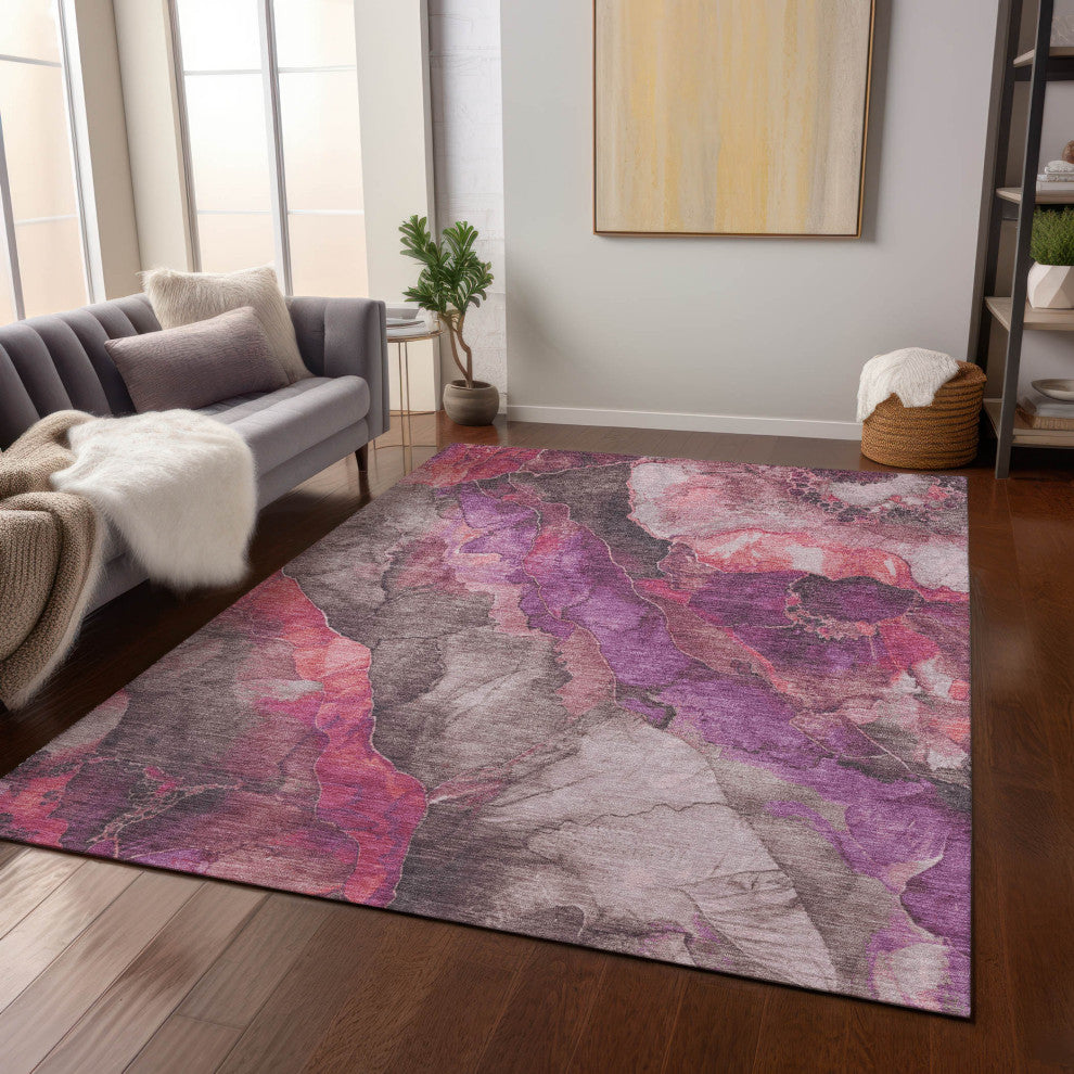 Machine Washable Indoor/Outdoor Chantille ACN1864 Blush 3' x 5' Rug
