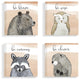 Brave Wise Curious Clever Woodland Animals 4-Piece Canvas Art Set, 7"x17"