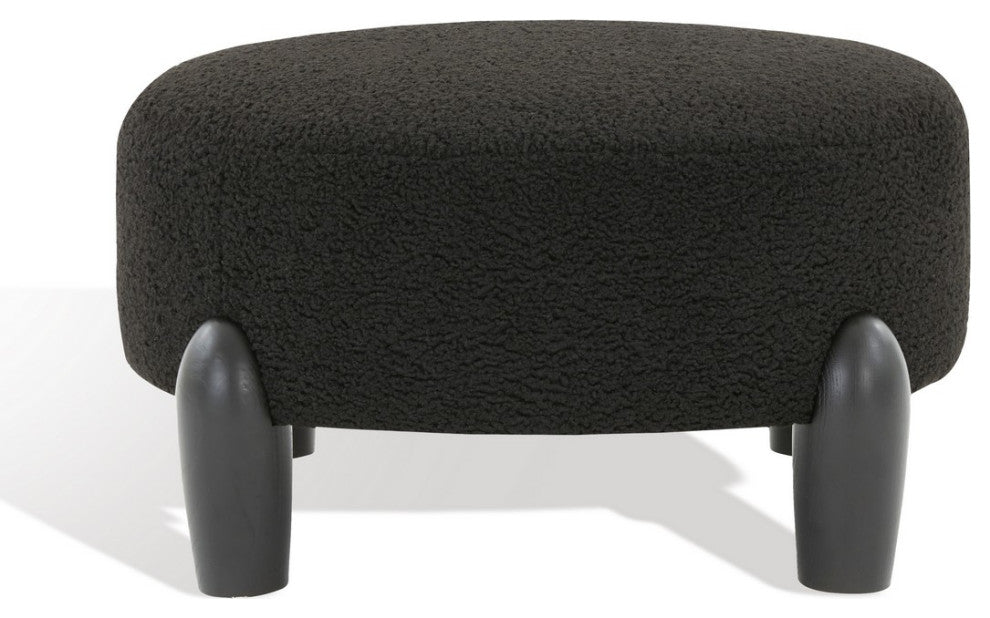 Safavieh Couture Perez Scandinavian Round Ottoman, Black
