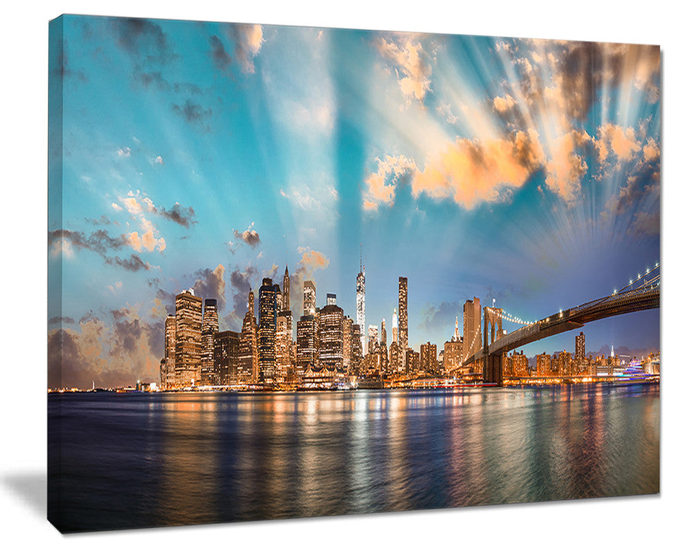 "Dramatic Sky Over Manhattan City" Canvas Print40"x30"