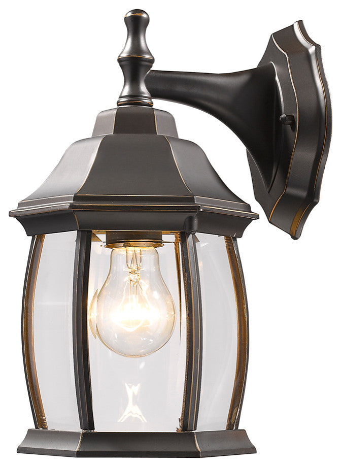 Waterdown 1 Light Outdoor Wall Light in Rubbed Bronze with Clear Beveled Glass