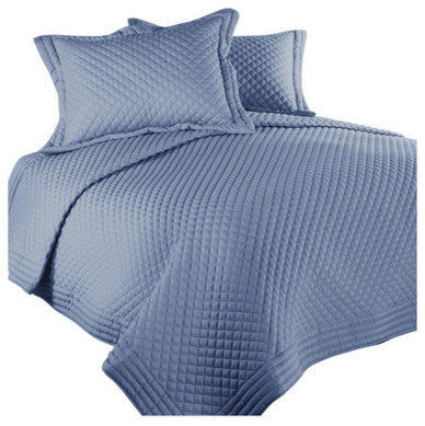 Lotus Home Diamondesque Water and Stain Resistant Quilt, Smoke Blue, F/Q