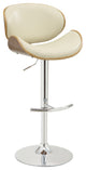 Donadio Swivel Barstool, Chrome With Cream Faux Leather & Walnut Veneer Back