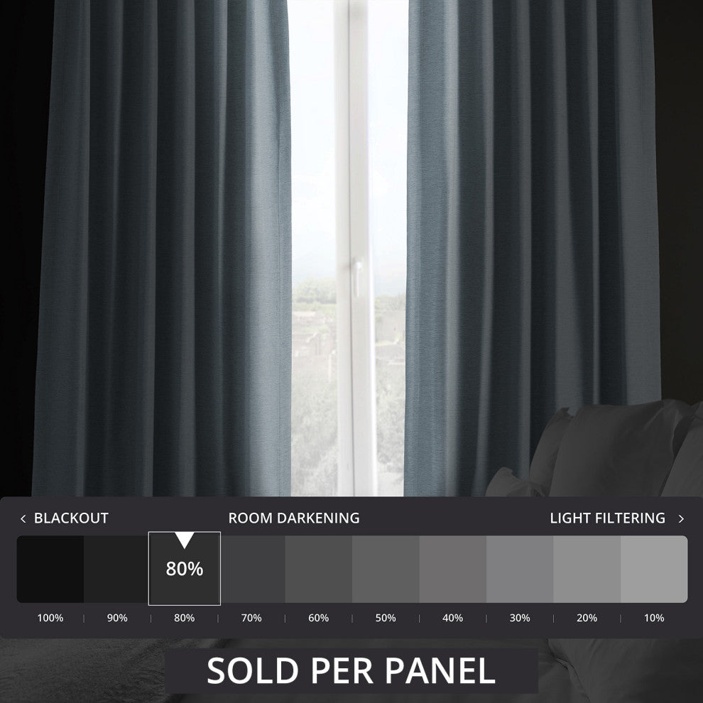 Bellino Blackout Room Darkening Curtain Single Panel, Gulf Blue, 50"x108"