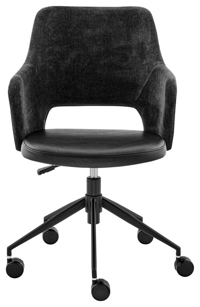 Darcie Office Chair, Black Fabric, Leatherette and Base
