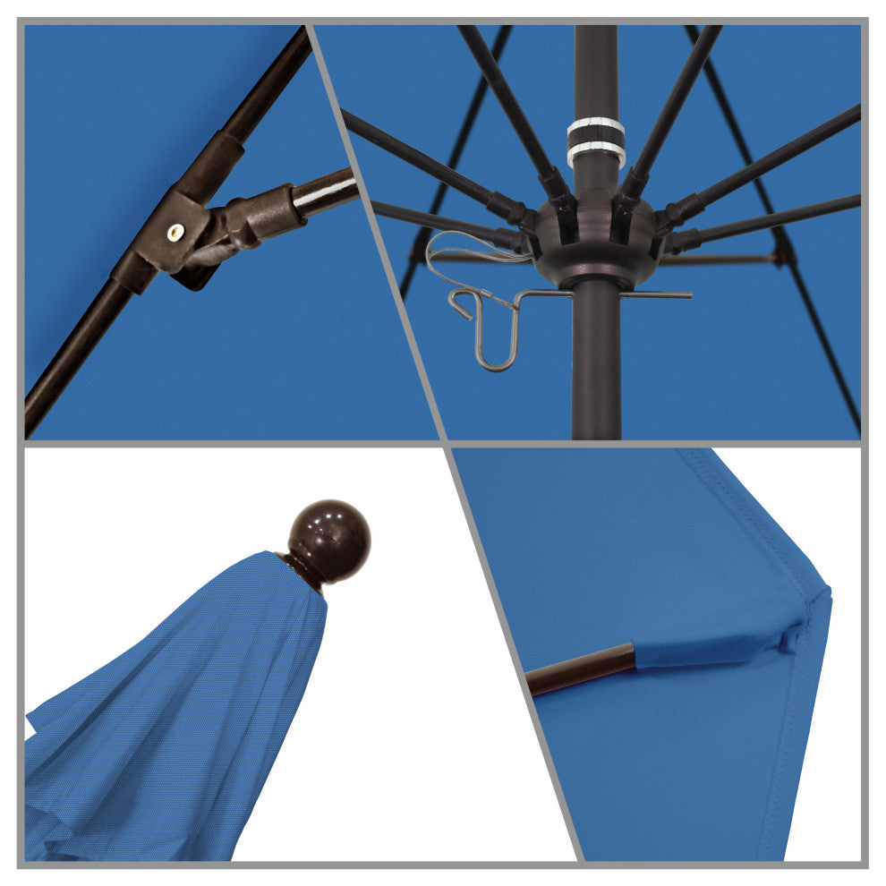 11' Fiberglass Umbrella Bronze, Olefin, Frost Blue, 11'