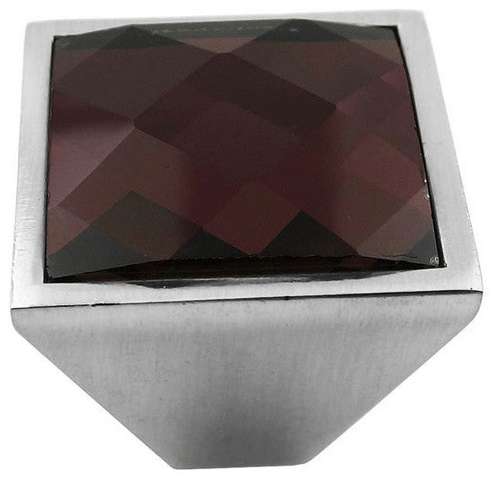 MultiFaceted Majestic Purple Brushed Nickel Square Frustum Knob