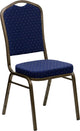 Crown Back Stacking Banquet Chair in Navy Blue Dot Patterned Fabric