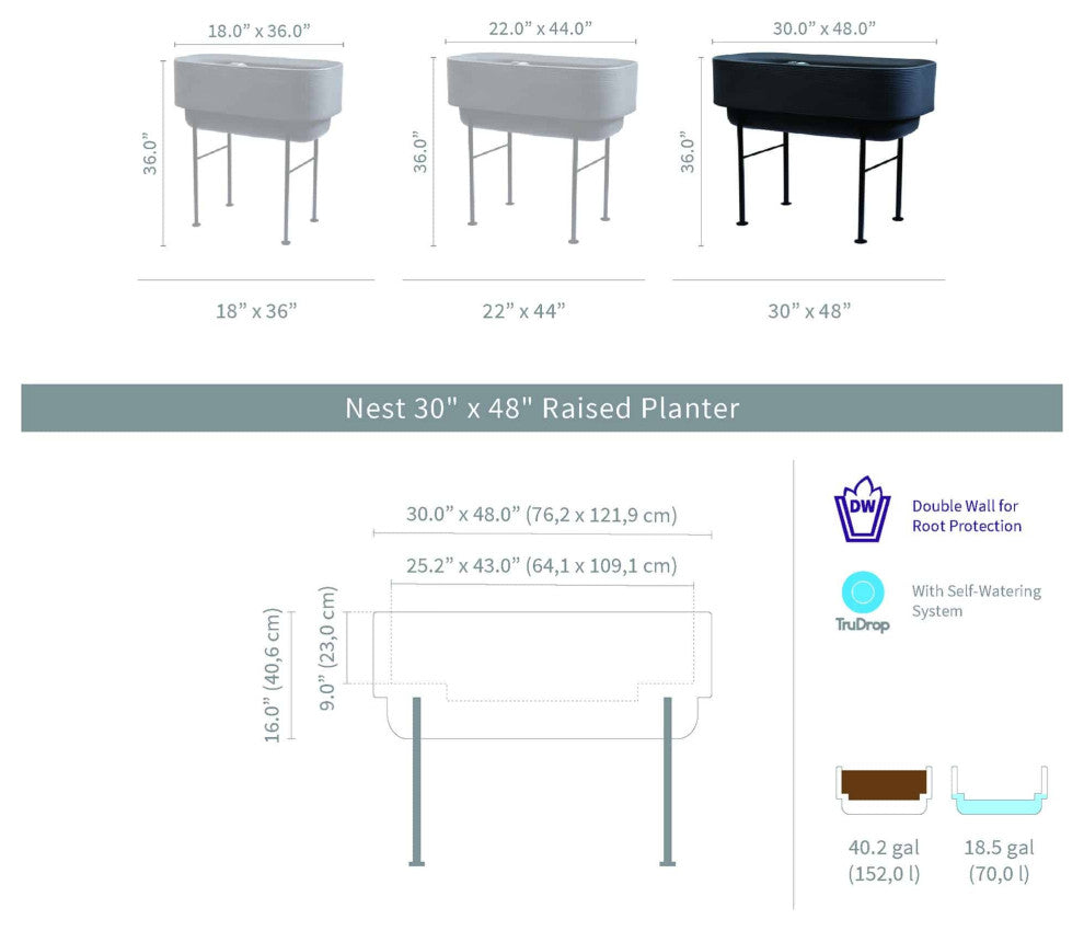 Nest Raised Planter, Olive, 30"