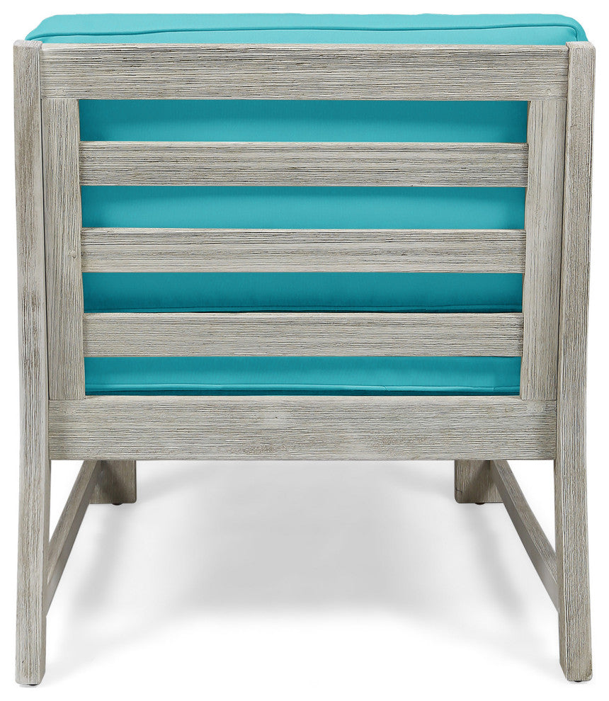 Isabella Ana Outdoor 3-Seater Acacia Wood Sofa With Cushions, Teal