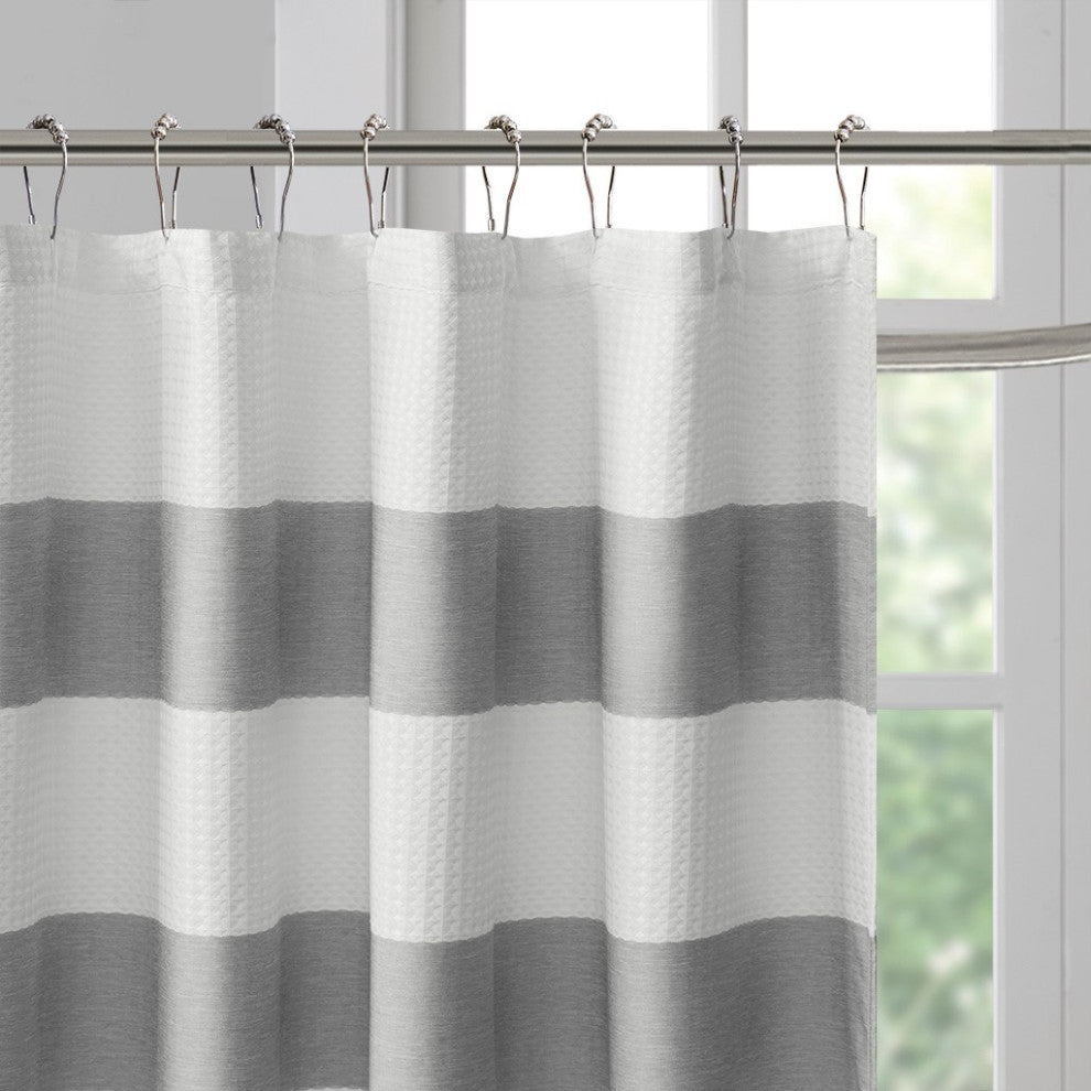 Madison Park Spa Waffle Shower Curtain With 3M Treatment, Grey