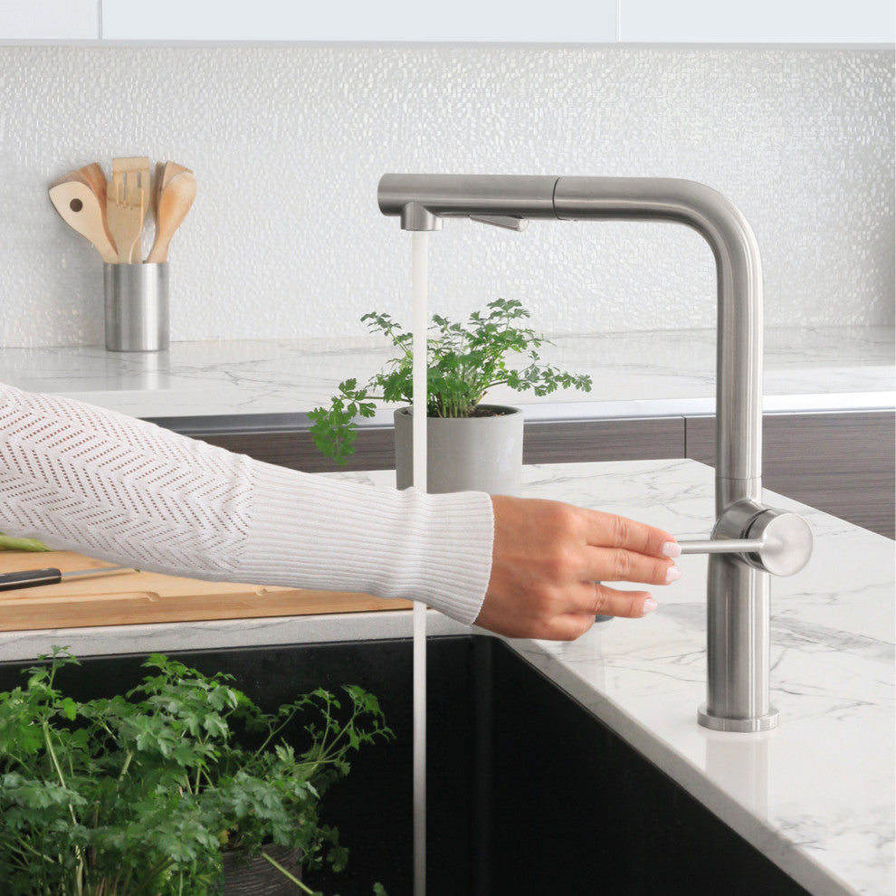 STYLISH Kitchen Sink Faucet Single Handle Pull Down Dual Mode Stainless Steel