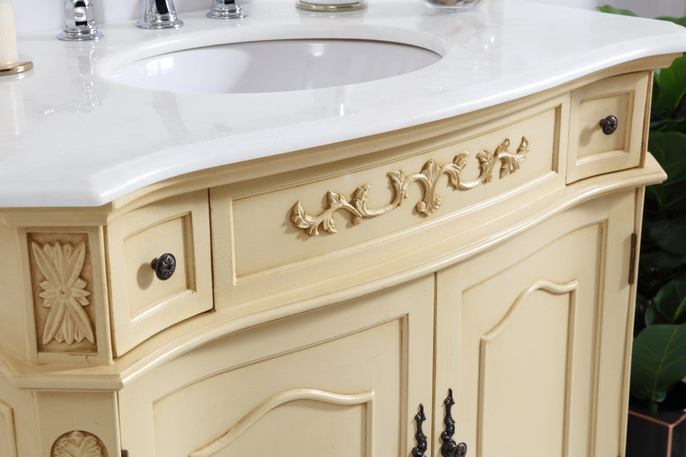 Bathroom Vanity, Light Antique Beige, 36", Single Sink