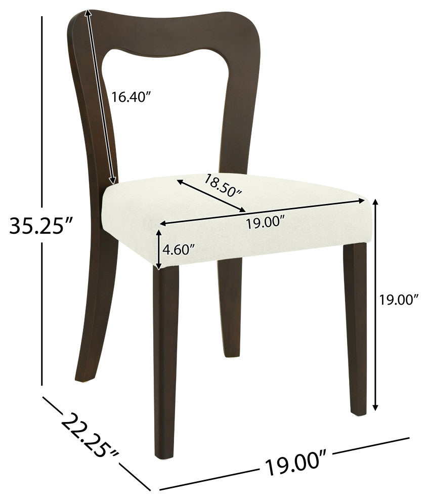 GDF Studio Modern Open Back Dining Chair, Set of 2, Dark Brown/Beige