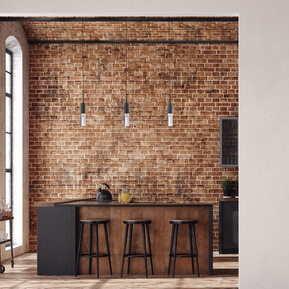 Matte Black Modern Pendant With Clear Glass