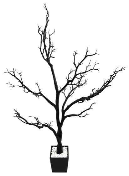 Floor Manzanita Tree Planter, 48"x26"x12", White, Black