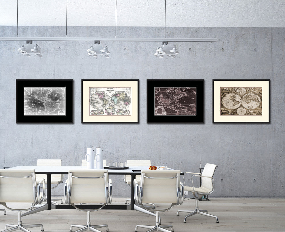 America Vintage Monochrome Map Canvas, 16"x21"