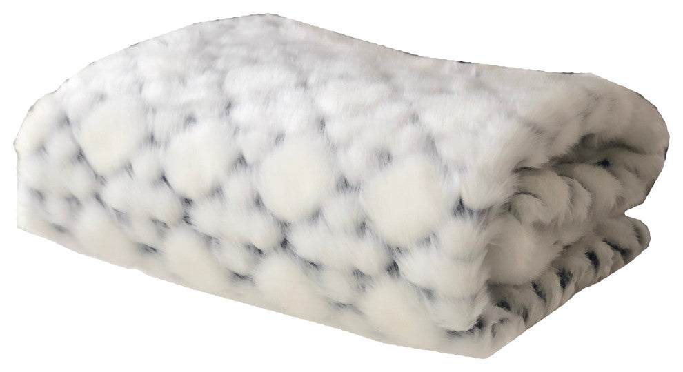 White with Black Shades Faux Fur Snow Luxury Throw
