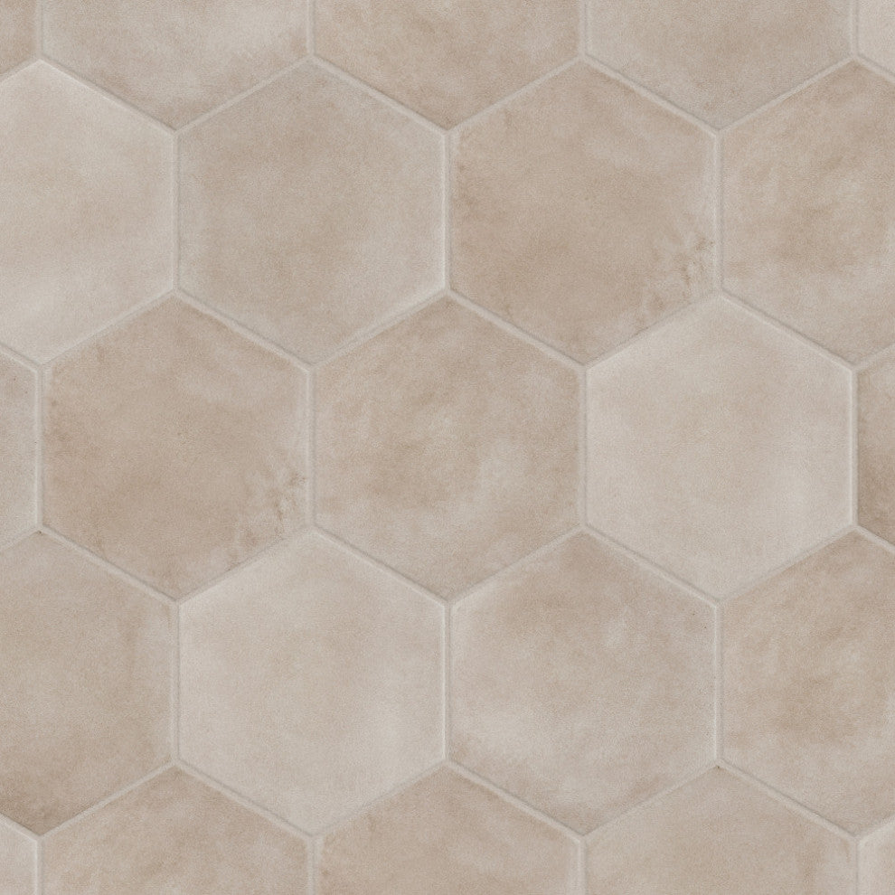 Matter Hex Taupe Porcelain Floor and Wall Tile