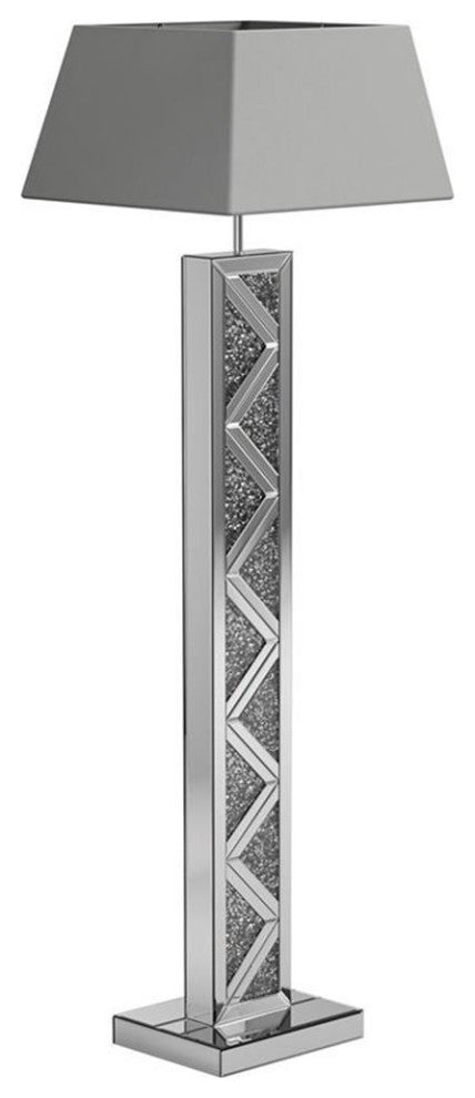Coaster Carmen Contemporary Glass Geometric Base Floor Lamp in Silver
