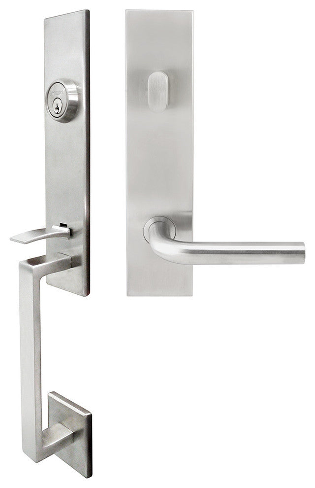 Cologne Lever, Tubular Entry Handleset, Right Hand, Satin Stainless Steel