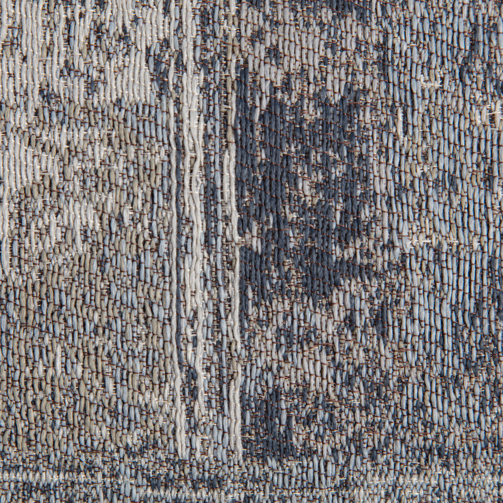 Biarritz 22" x 22" x 16" Gray and Ivory Pouf