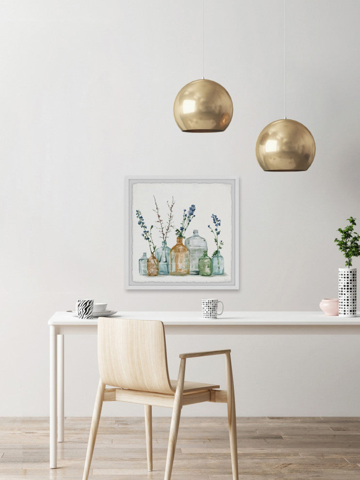 "Hipster Bottles" Framed Painting Print, 24"x24"