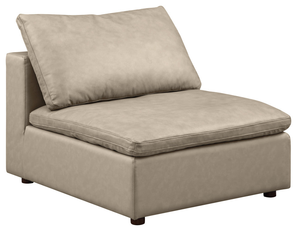 Dante Armless Chair Upholstered, Top Grain Italian Leather