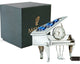 Chrome Plated Silver Vintage Piano Desk Clock With Blue Crystals