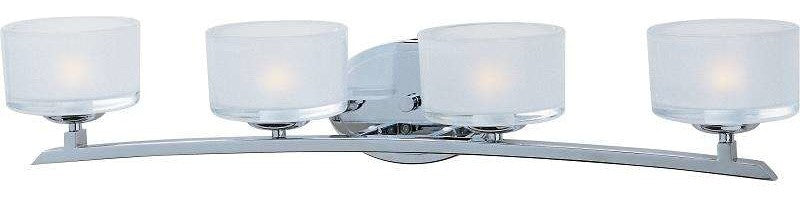 Elle 4-Light Bath Vanity, Polished Chrome, Frosted Glass