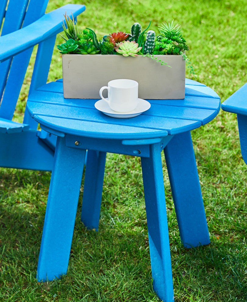 20"D Outdoor Patio HDPE Round Side Table, Bule