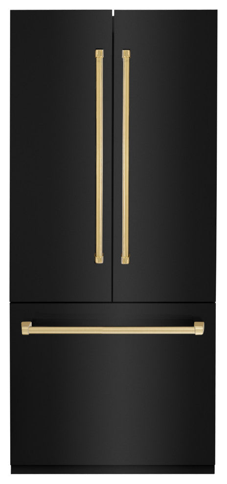 ZLINE Refrigerator With Internal Water, Black Stainless With Gold RBIV-BS-36-G