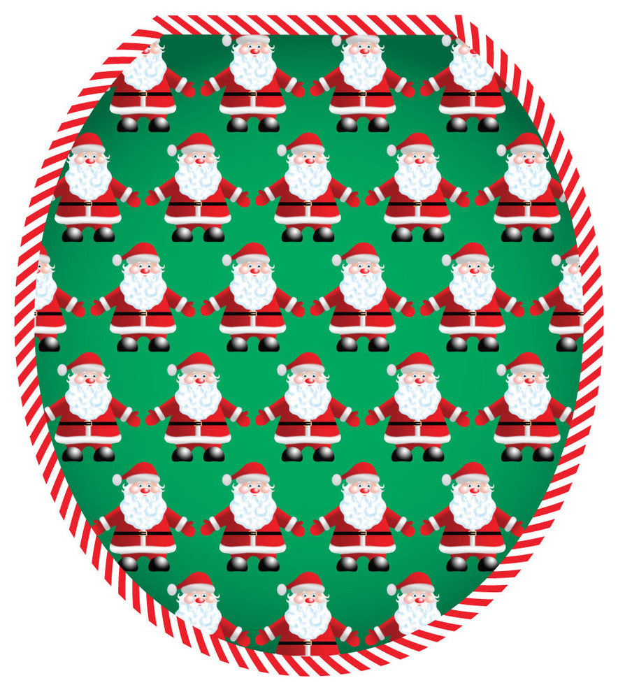 Santa Line Dancing Toilet Tattoos Seat Cover, Vinyl Lid Decal, Holiday Bathroom, Round
