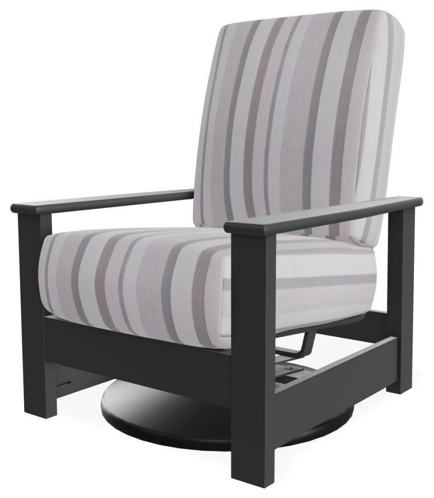 Leeward Deep Seat Outdoor Hidden Swivel Rocker, Sensory Dove/Graphite