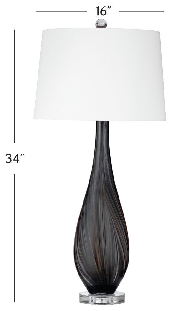 Black Glass Table Lamp - Black