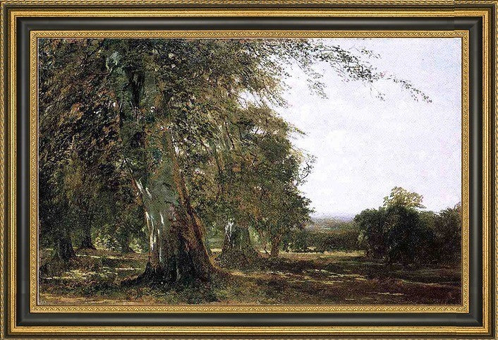John Frederick Kensett Windsow Woods Framed Premium Canvas Print, 18"x27"