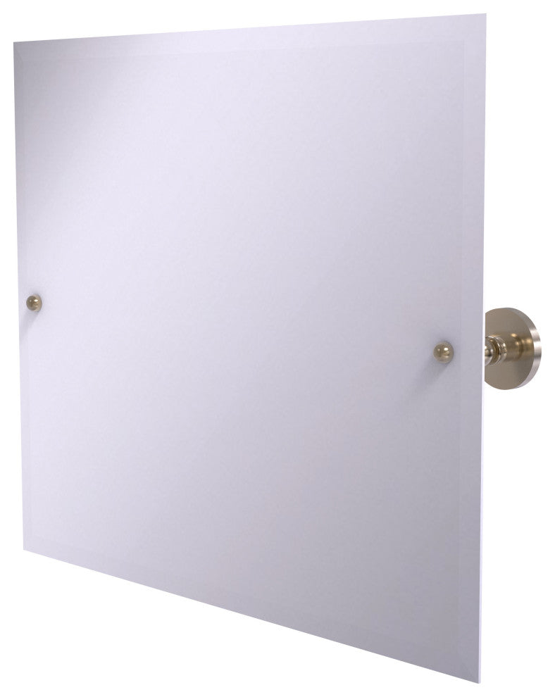 Frameless Landscape Beveled Edge Tilt Mirror, Antique Pewter