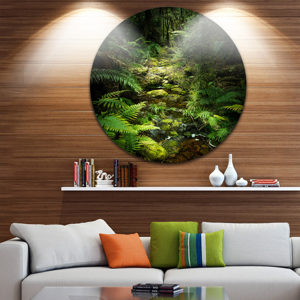 Green Forest Of New Zealand, Landscape Photo Disc Metal Wall Art, 38"