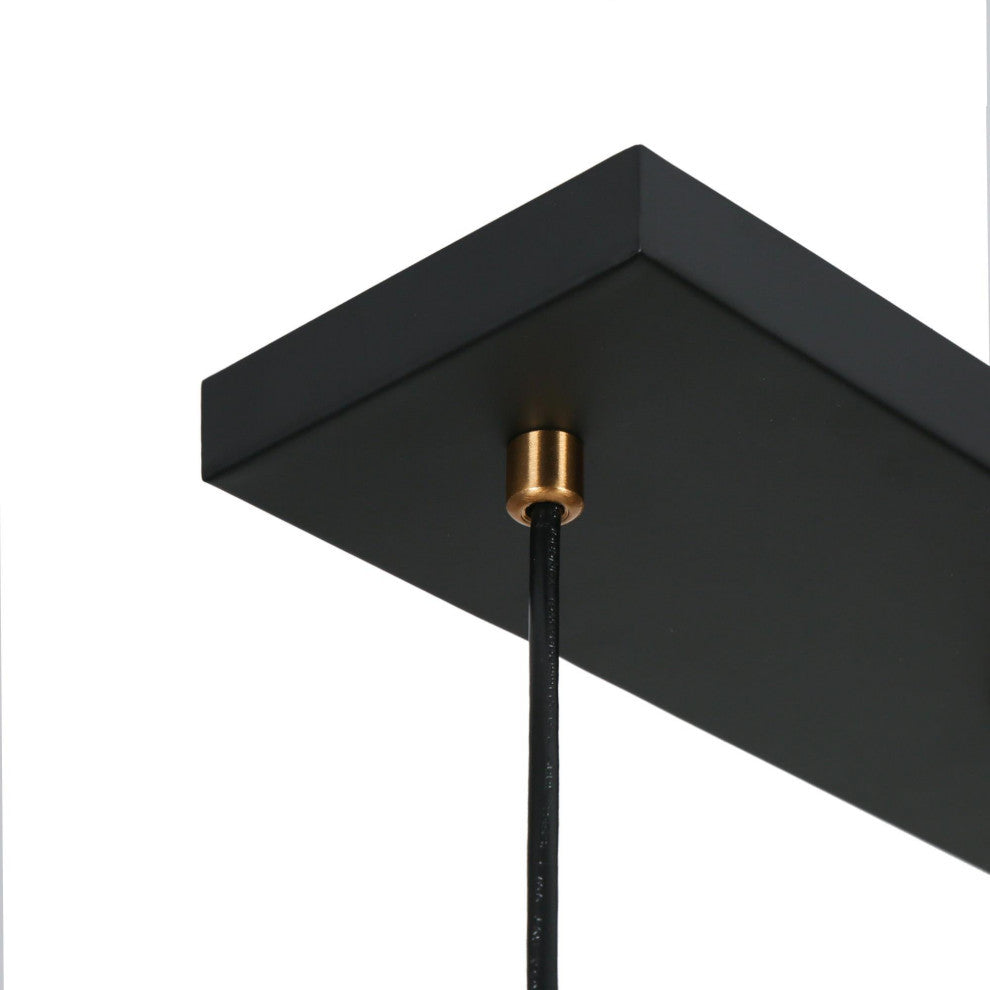 LNC 6-Light Matte Black and Polished Gold Modern Kitchen Island Light, Cluster