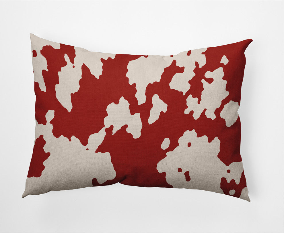 14" x 20" Moo Print Decorative Throw Pillow, Maple Red