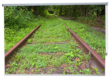 "Railway Track Green" Artwork, 6' Shade, Partial Sheer, Left