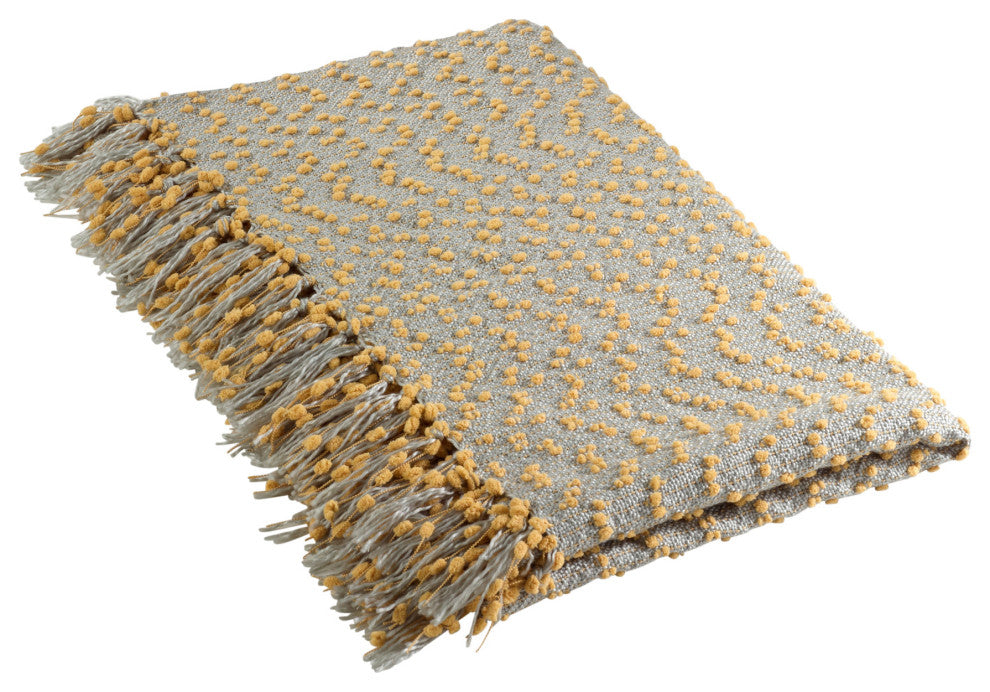 Petite Pompon Design Throw, Saffron