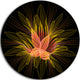 Yellow Red Fractal Flower In Dark, Abstract Disc Metal Wall Art, 38"