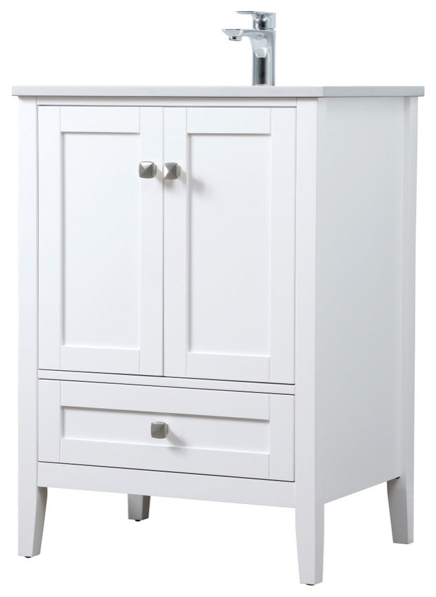 24" SIngle Bathroom Vanity, White