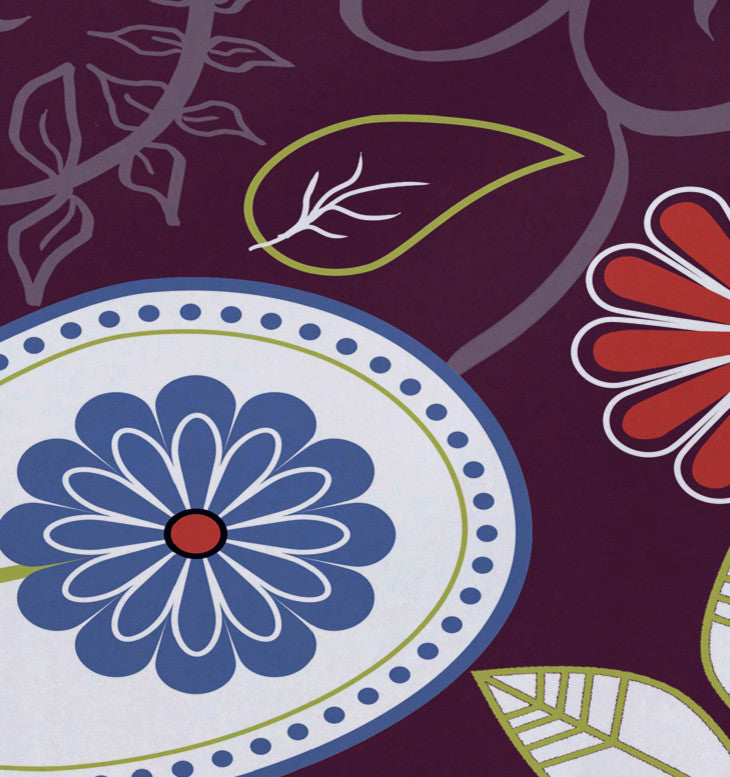 18"x14" Paisley Floral, Floral Print Placemat, Purple, Set of 4