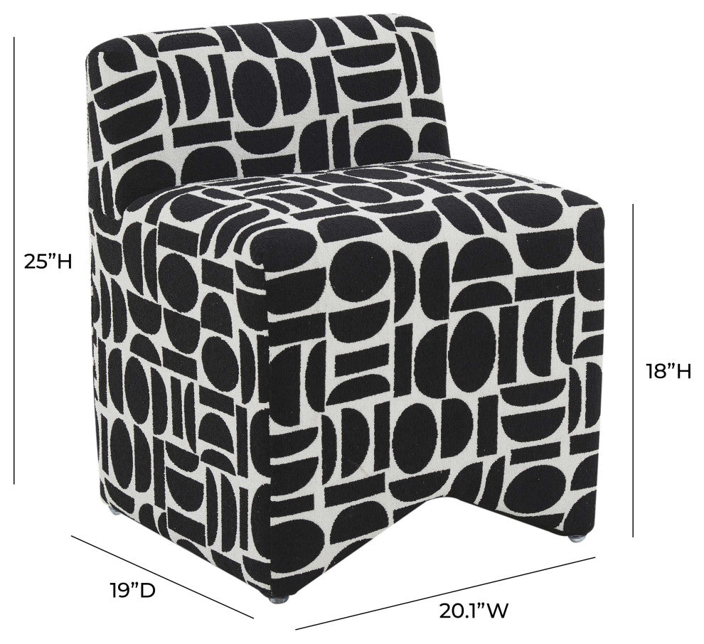 Pippa Black Geometric Jacquard Weave Stool