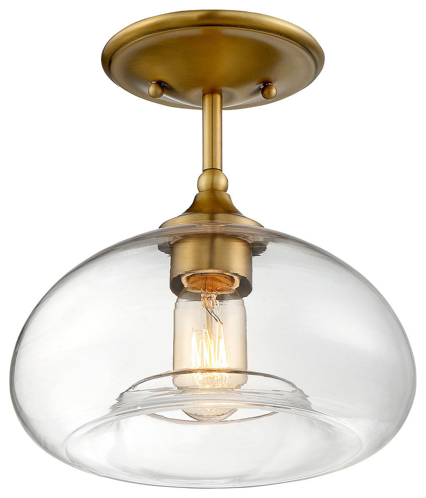 1-Light Semi-Flush Mount, Natural Brass