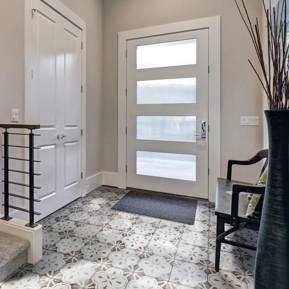 Kings Aurora Encaustic Ceramic Floor and Wall Tile, Nero Black