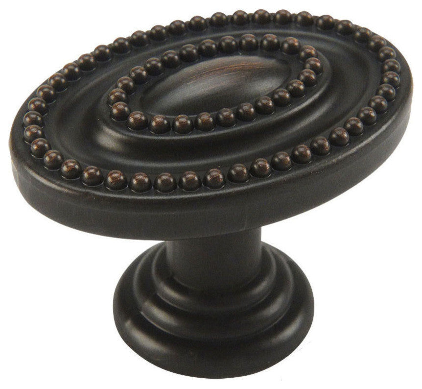 Cosmas 4886ORB Oil Rubbed Bronze Oval Beaded Cabinet Knob, Set of 5