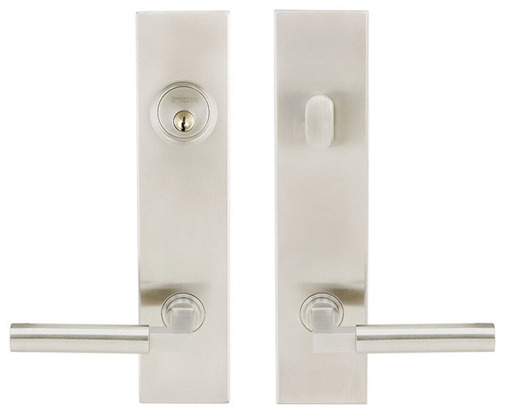 SF221 Aurora Lever, Tubular Entry, Double Cylinder, 2-3/8" Backset, SS